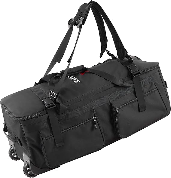 Foldable Rolling Duffel Bag with Wheels 122L Waterproof Wheeled Travel Backpack Carry On Overnight Suitcase for Camping Hiking Sports Gym Business Trips, Large Capacity Rolling Luggage