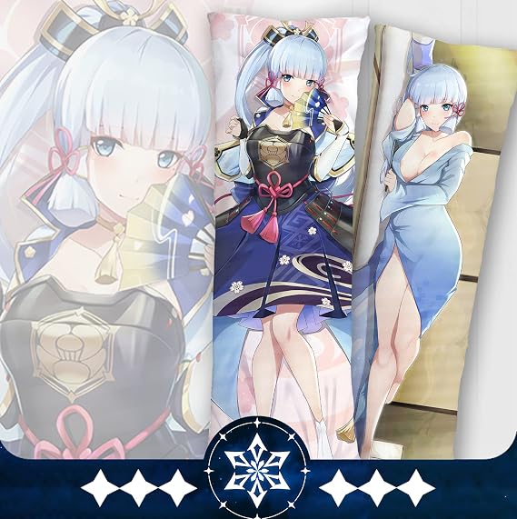 Yuedevil Anime Pillowcase Kamisato Ayaka Body Pillow Case Cover Dakimakura 59"x20"(150x50cm)