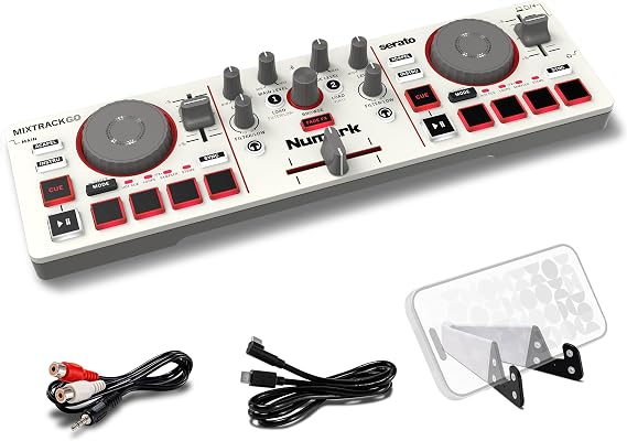 Numark Mixtrack Go Beginner Mobile DJ Controller, Cream