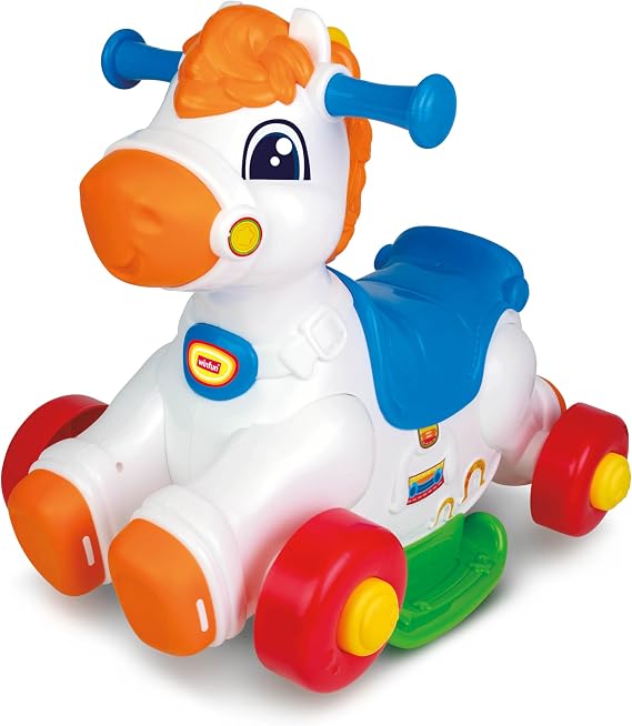 Winfun Giddy-up Horsey 2-in-1 Rocking & Ride-On Toy Interactive Motion Sensor with Sounds, Lights & Music, Easy-Grip Handles, Toddler Developmental Toy for Ages 1236 Months, 44 lb Capacity