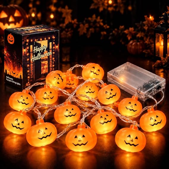 Halloween Pumpkin String Lights, 20 LED,10FT, Battery Operated