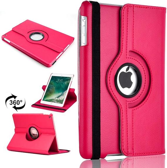 For iPad Mini 4 2015 iPad Mini 5 2019 360 Leather Rotating Stand Case Folio Cover Pink