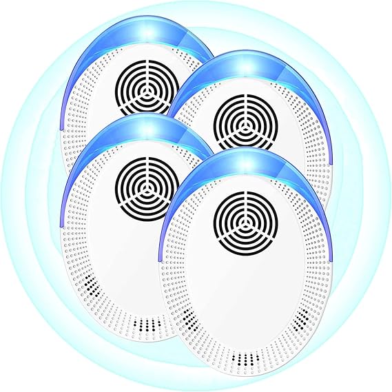 4 Pack Ultrasonic Pest Repeller, Spider Repellent Plug In, Cockroach Control Devices Indoor & Outdoor Anti Mosquitoes, Fleas, Ants, Bed Bugs, Flies, Spiders, Wasp, Rat