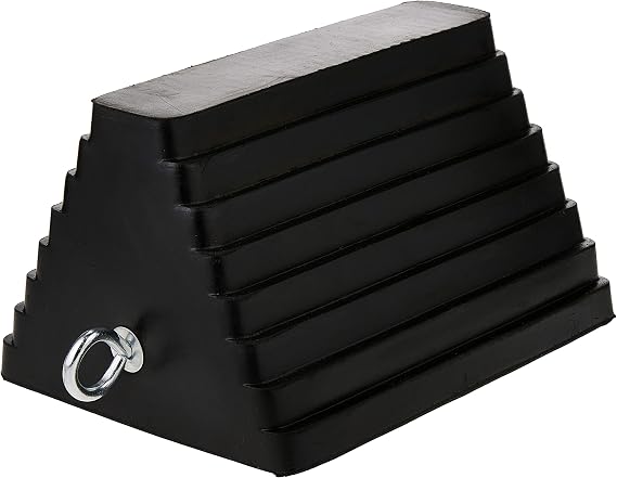 MaxxHaul 70073 Solid Rubber Heavy Duty Wheel Chock with Eyebolt, 1 Count (Pack of 1)