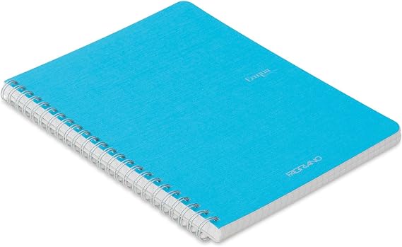 Fabriano EcoQua Spiral-Bound Notebook, 5.83" x 8.27", A5, Grid, 70 Sheets, Turquoise
