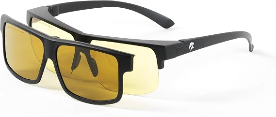 Eagle Eyes 2in1 SOL Magnetic Eyewear Glasses - Polarized Sunglasses for Day and Anti-Reflective Yellow Night Driving Glasses