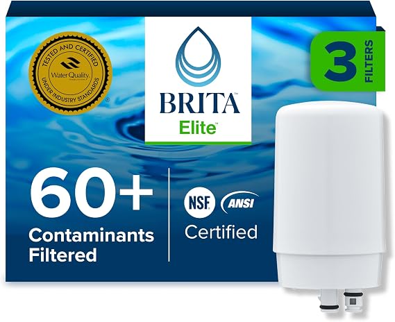 Brita Elite Replacement Faucet Water Filter, White, 3 Count