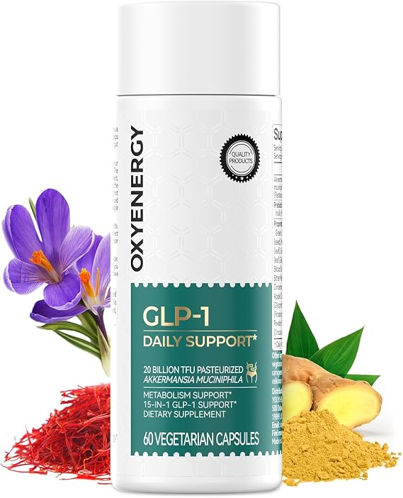 OxyEnergy GLP-1 for Weight Loss for Women & Men, GLP1 Weight Management Supplement for Appetite Suppressant, Probiotic Diet Pills Metabolism Balance & Gut Health Booster, 60 Vegan Capsules