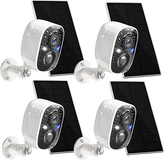 GMK 4 Pack Solar Camera System, Security Cameras Wireless Outdoor, 2K Video