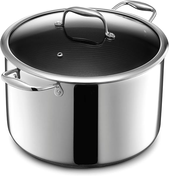 HexClad 10 Litre Hybrid Nonstick Stock Pot with Lid, Induction Ready