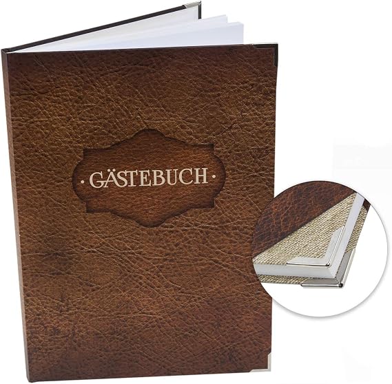 Logbuch-Verlag Vintage Guest Book Brown Leather Look A4 Rustic Guest Book for Registration Wedding Birthday Holiday Home