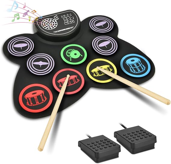 Offcup Electric Drum Kit Roll Up Drum Kit with 9 Drum Pads
