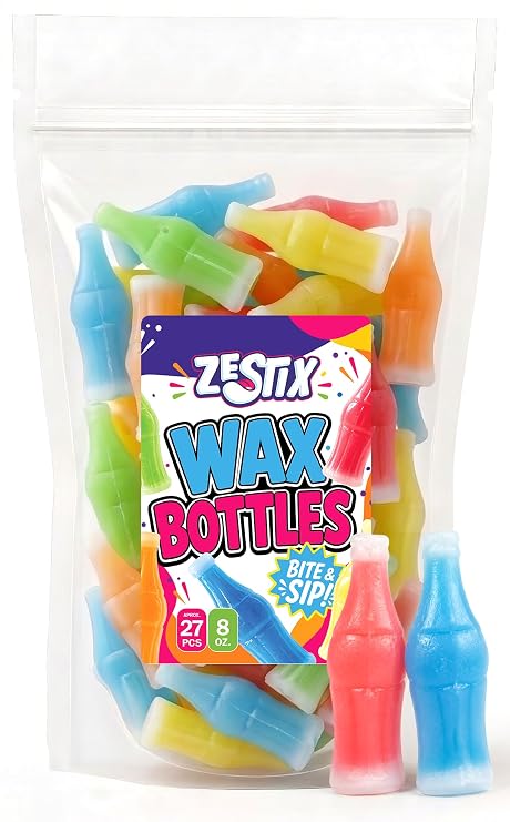 Wax Bottle Candy 8 oz (12 LB), Retro Wax Candy Bottles For Kids