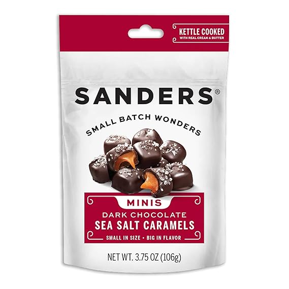 Sanders Dark Chocolate Sea Salt Caramel Mini Bites, 3.75 oz, Resealable Bag