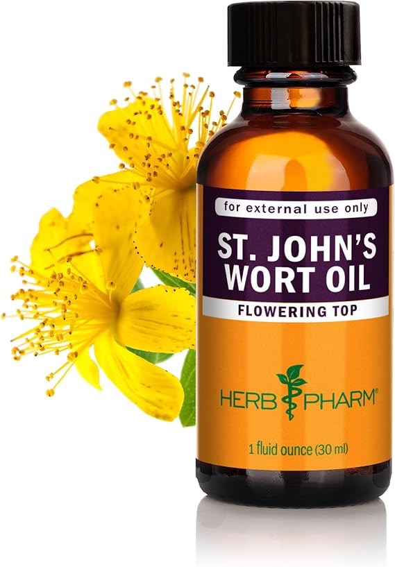 Herb Pharm St. John's Wort Topical Oil Herbal Skin & Nerve Comfort Support, External Use Botanical Oil Extract, Alcohol-Free, 1 fl oz