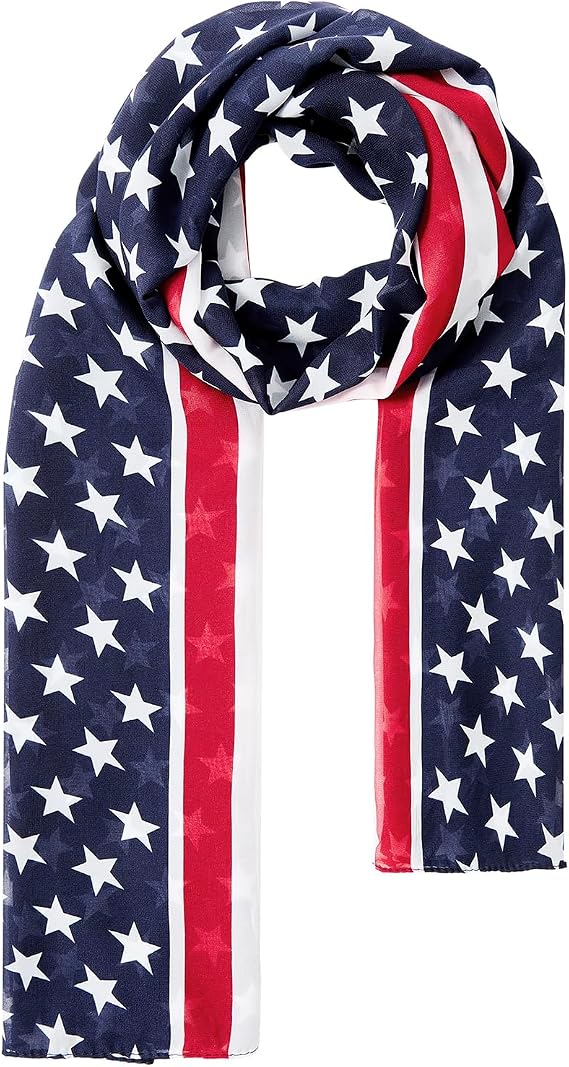 American Flag Scarf,Patriotic Scarf for USA Soccer Fans,Red White And Blue Scarves For 4th of July,Great Gift for USA Party