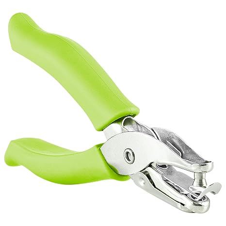 Single Hole Punch Metal Green, 1/4 Hole Puncher with Soft Grip Handles for Paper and Crafts Round Circle Shape, for Kids and Adults, Also Available in Purple, Pink, Red, Blue, Grey, 1 Pc by Enday