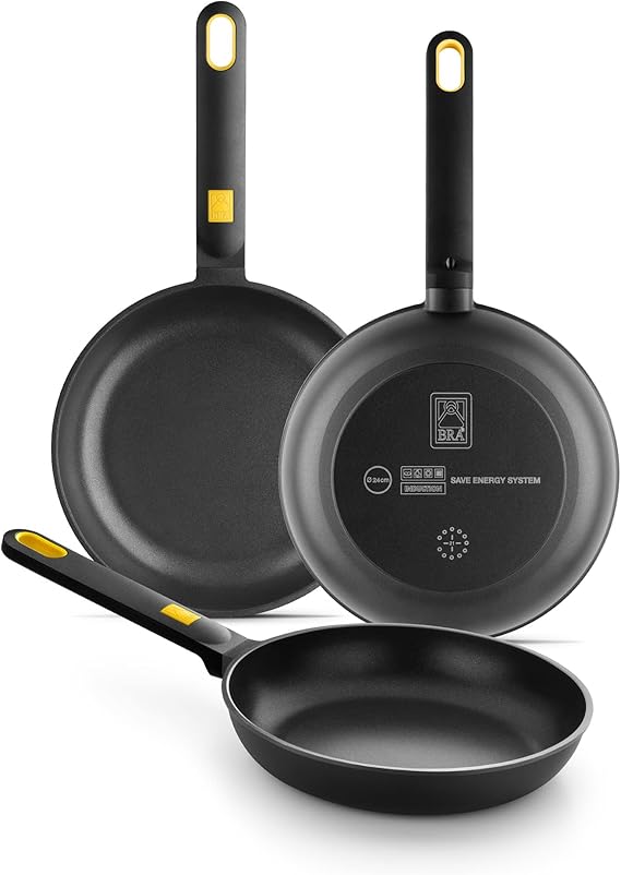 BRA Daily Pro Set of 3 Frying Pans 20-24-28 cm Cast Aluminium