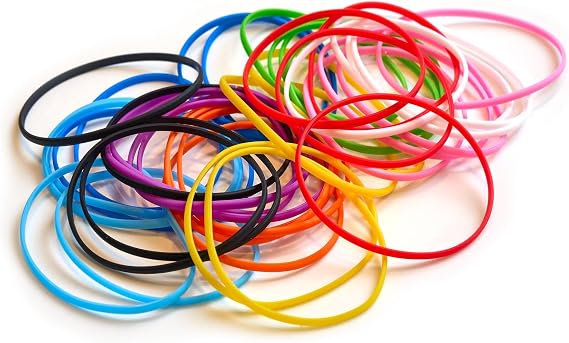 Grifiti Band Joes Long Lasting Durable Silicone Rubber Bands Cooking Wrist Box #32 3 inch flat x 0.125 wide x 0.079 thick 6 inch Circumference 1.91 Inch Diameter 3x Elastic Stretch 40 Pack Assorted