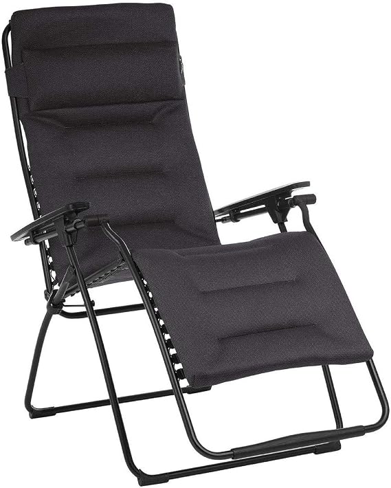 Lafuma Futura XL Air Comfort Padded Zero Gravity Recliner Chair, Acier
