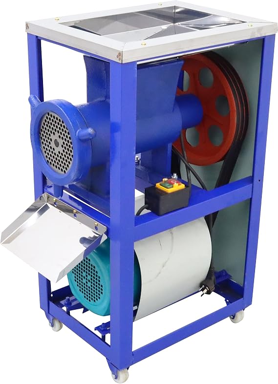 TECHTONGDA Meat Grinder Crusher Machine with 8mm Plate Mincer Chopper for Fish Chicken Vegetable Painted Iron Frame 220V 3KW for Animal Feed