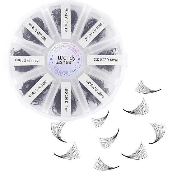 Premade Fans Eyelash Extensions Mixed Tray 500 Fans (20D-07-D-13-20)