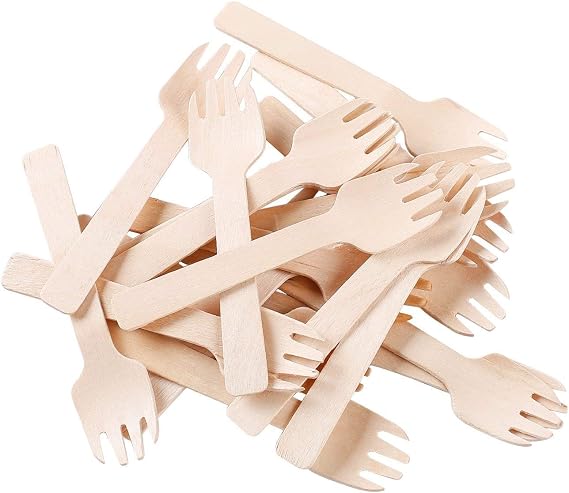 Gmark 1.5mm Extra-Thick Mini Wooden Sporks (4 Inch) - 100 Count Heavy Duty 2-in-1 Birch Wood Utensils - Sturdy No-Snap Small Fork-Spoon Combo for Appetizers & Desserts - Eco-Friendly GM1058A