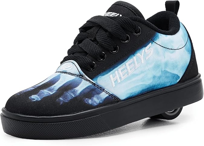 HEELYS, Unisex, Pro 20 Prints Skate Shoe (Little Kid/Big Kid/Adult), Black/White, 3 Medium, Little Kid