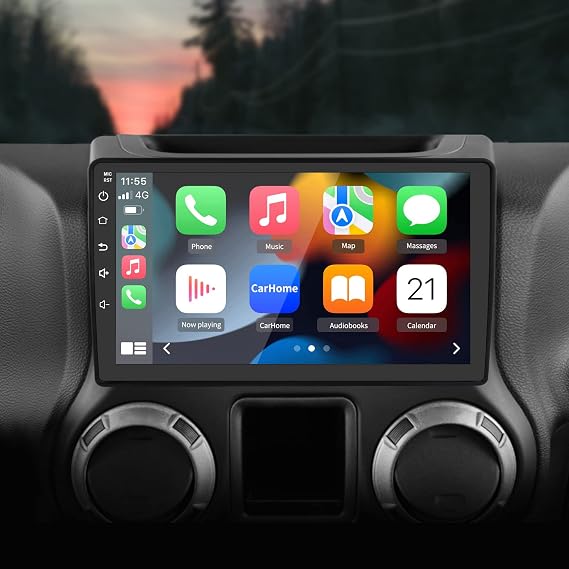 Android 13 Car Radio Stereo Compatible for Jeep Wrangler JK Gand Cherokee Dodge Ram 1500 with Wireless CarPlay Android Auto [2GB+32GB]