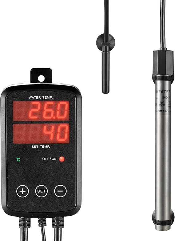 Titanium Aquarium Heater 800W, Submersible Fish Tank Heater with Digital Display Temperature Controller, 0C-40C Adjustable, Fast Heating for 100 ~ 150 Gal Saltwater Freshwater Fish Tank, MX-9015(800W)