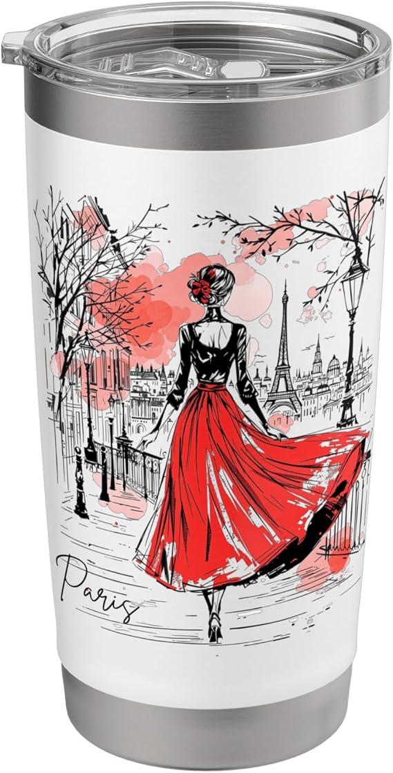 Parisian Night Stroll Art Romantic France French Women Paris Stainless Steel Insulated Tumbler