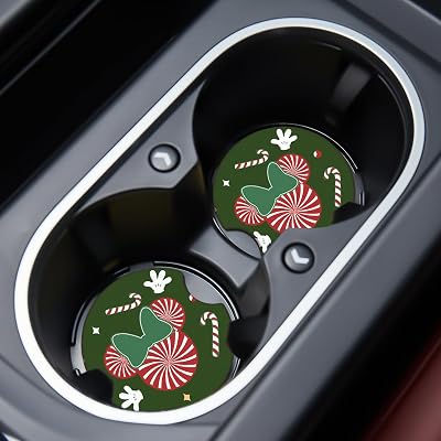 Jupswan Car Cupholder Coaster Absorbent 2 Pack Cute Cartoon Mouse Rubber New Automotive Cup Holder Decal Decor Accessories for Women