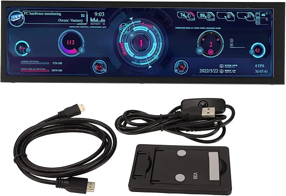 Dpofirs 8.8 Inch CPU Hardware Temperature Monitor, Sensor Panel Display 1920x480 for ARGB Computer Case, Secondary Screen for Linux, Gifts
