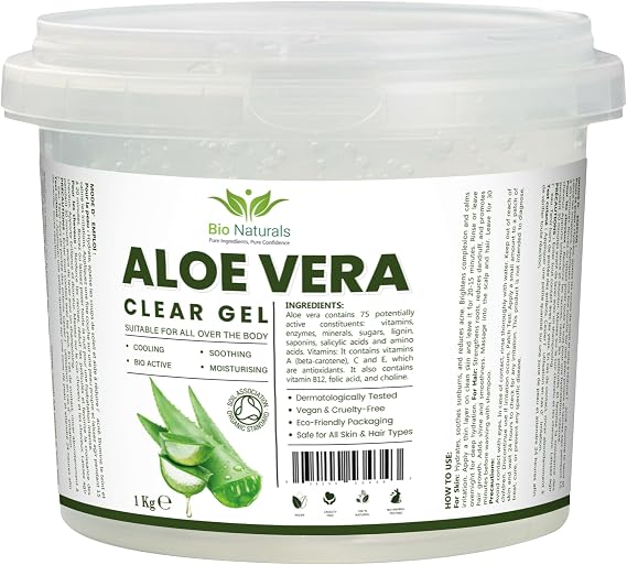 Bio Naturals Aloe Vera Gel 1kg | Pure Organic Soothing Moisturizer for Face, Skin & Hair | Cold-Pressed, Vegan & Cruelty-Free Natural Skincare