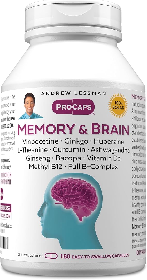ANDREW LESSMAN ProCaps Memory & Brain Botanical Formula, 180 Capsules