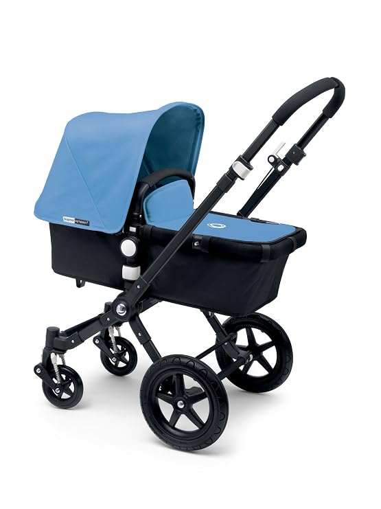 Bugaboo Cameleon 3 Stroller Black Frame and Black Base with New Extendable Sun Canopy (Ice Blue)