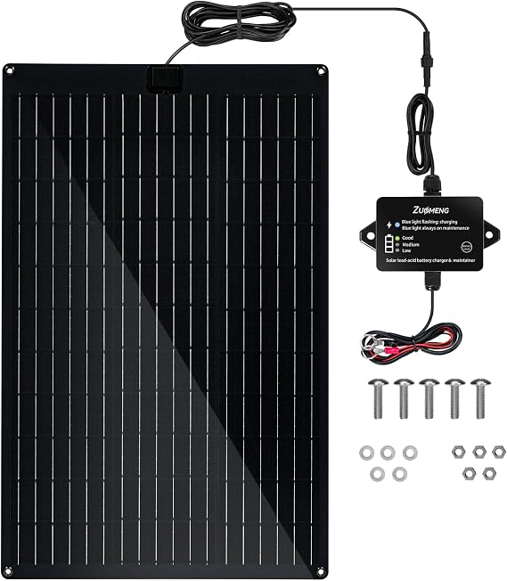 32W Solar Battery Charger, Zuomeng MPPT Solar Battery Maintainer & Solar Trickle Charger Kit with 32W High-Efficiency Solar Panel, Pulse Repair Solar Battery Charger