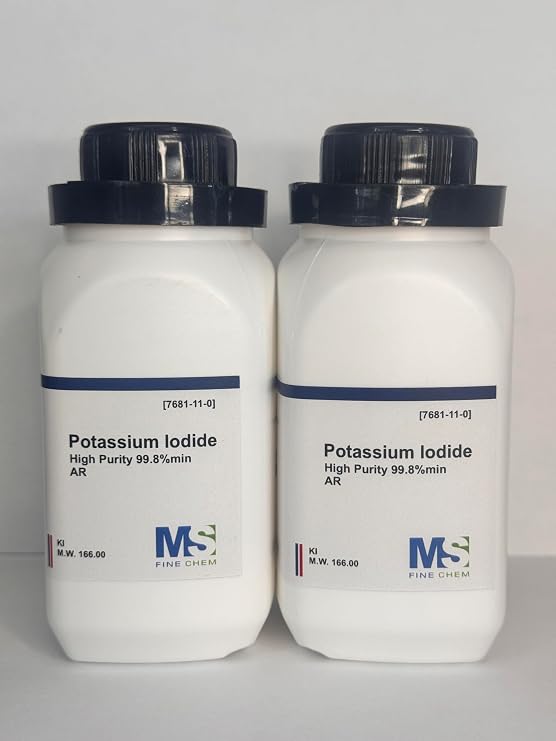 MS Finechem Potassium Iodide, High Purity Crystals/Powder 200 Grams (2x100 Grams)