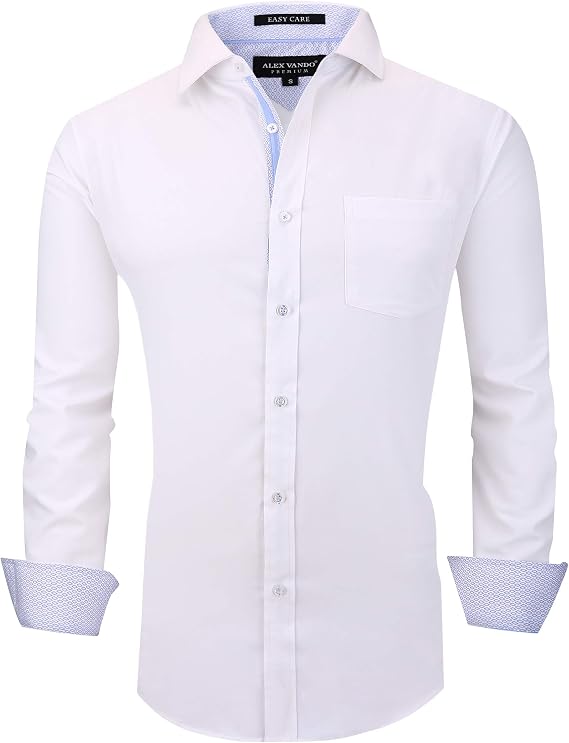 Alex Vando Mens Dress Shirts Wrinkle Free Regular Fit Stretch Rayon Bamboo Button Down Shirt