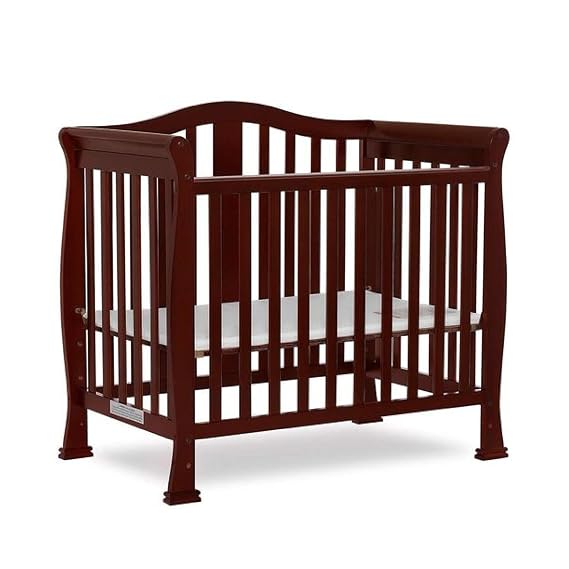 Dream On Me Addison 4-in-1 Convertible Mini Baby Crib in Espresso, GreenGuard Gold & JPMA, Non-Toxic, Pinewood, Converts to Mini Daybed & Twin Bed, 1 Mattress Pad, for Best for Small Nursery