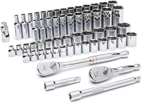 GEARWRENCH 57 Pc. 3/8" Drive 6 Pt. Mechanics Tool Set, Standard & Deep, SAE/Metric - 80550