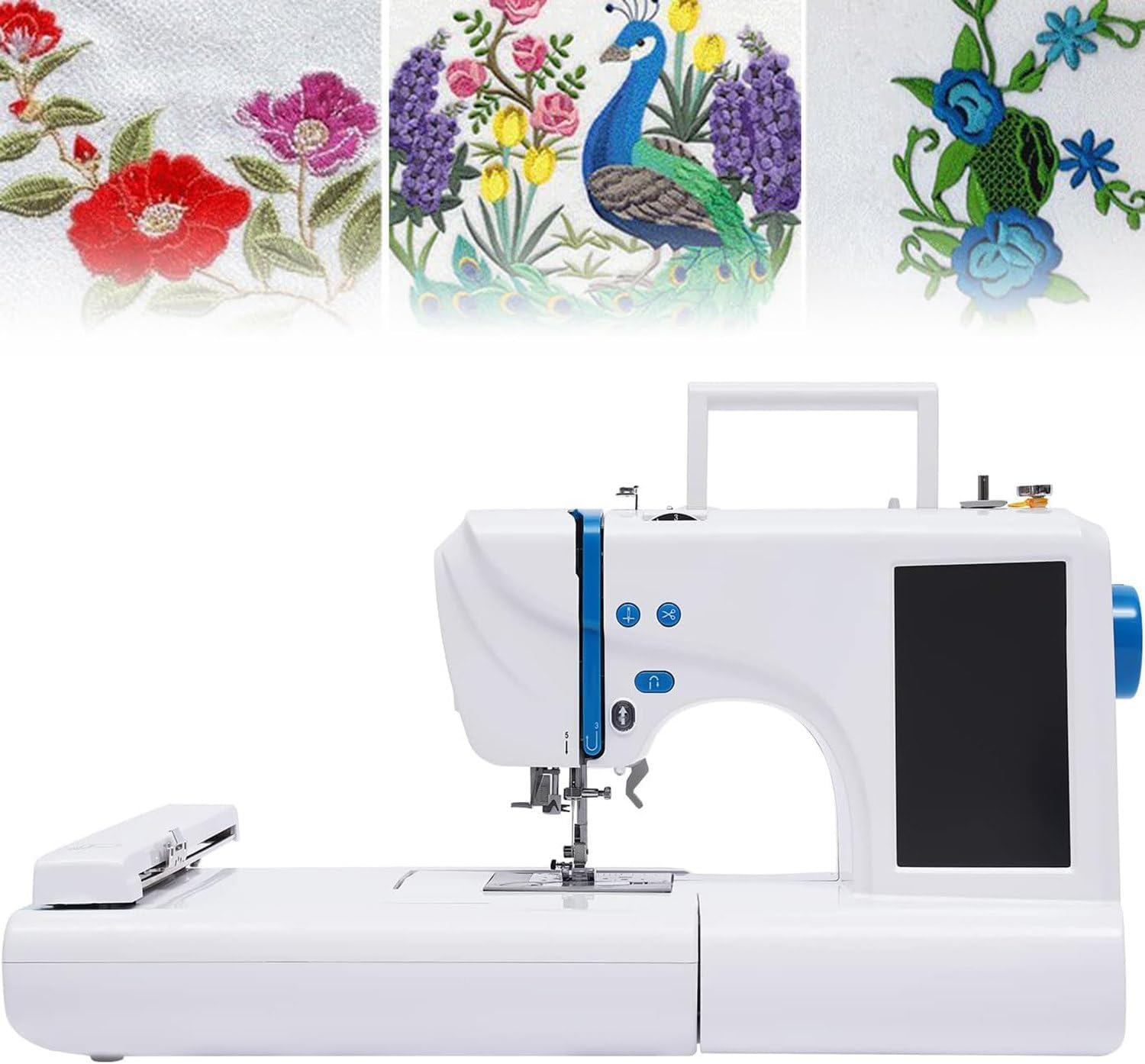 Commercial Embroidery Machine for Clothing and Bedding, Computerized with 75 Built-in Designs, 4" x 9.2" Embroidery Area, LCD Touch Screen for Beginners