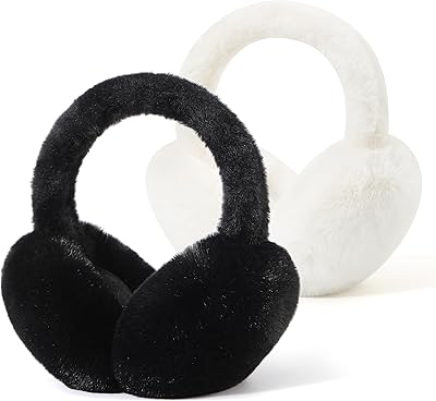 Fsmiling Winter Ear Muffs For Women Fuzzy Earmuffs Adjustable Ear Warmer Foldable