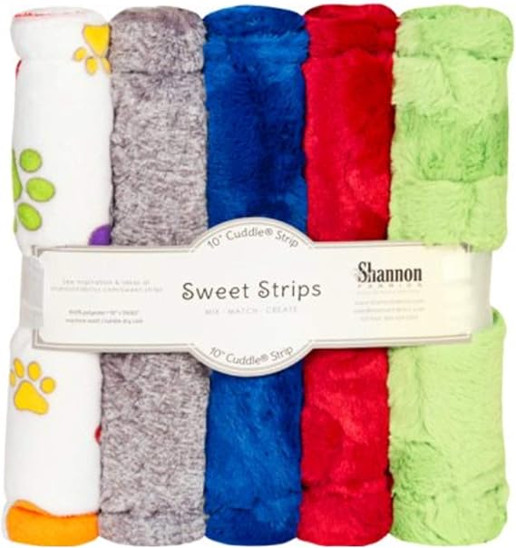 Shannon FABRICS 5 Pack of 10 Luxe Cuddle Strips Rainbow, Assorted