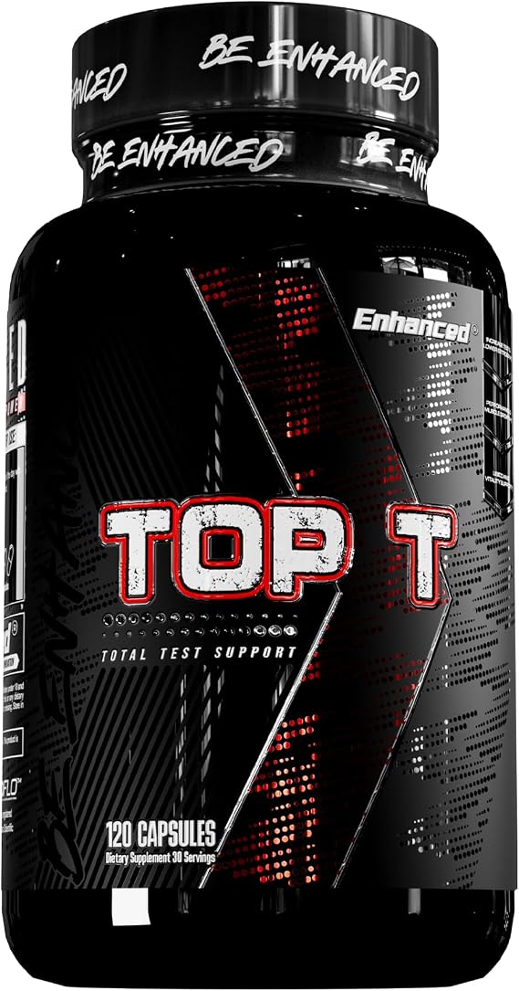 Enhanced Labs Top T - 18-in-1 Premium Testosterone Booster for Men - Tongkat Ali, Fadogia Agrestis, Ashwagandha & DIM - Advanced Male Support: Libido, Muscle Growth & Estrogen Defense - 120 Cap