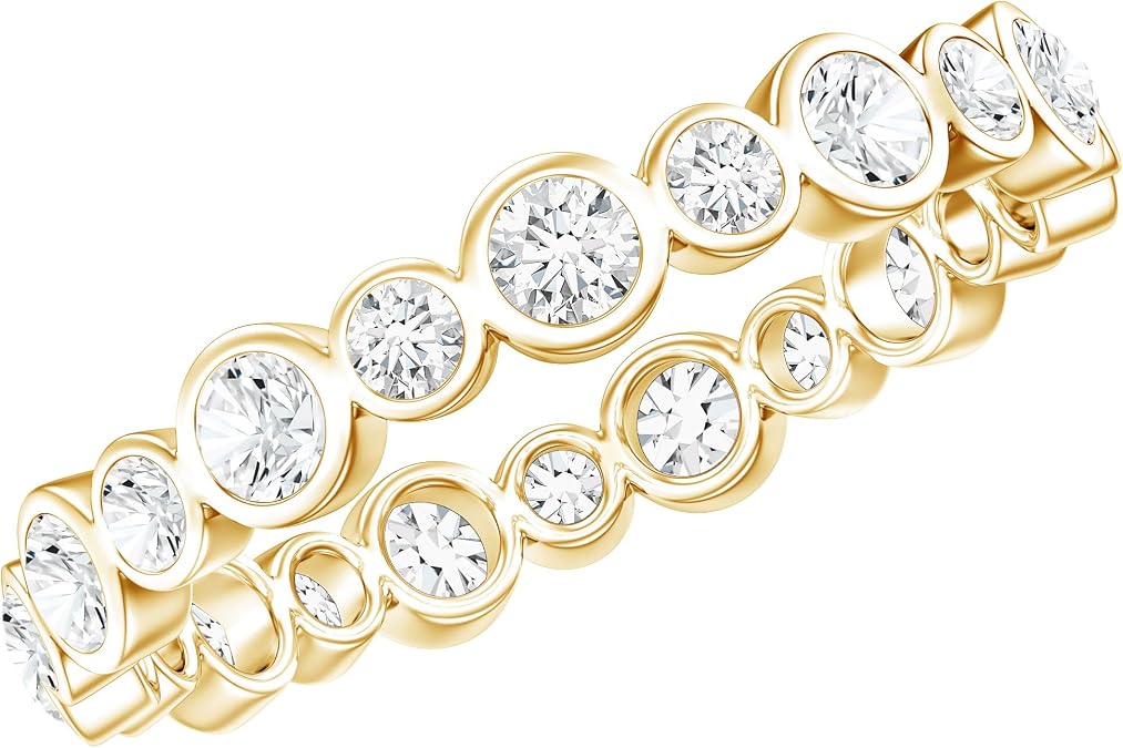 Certified Lab Grown Diamond Bezel Set Eternity Band, Ef-Vs Quality