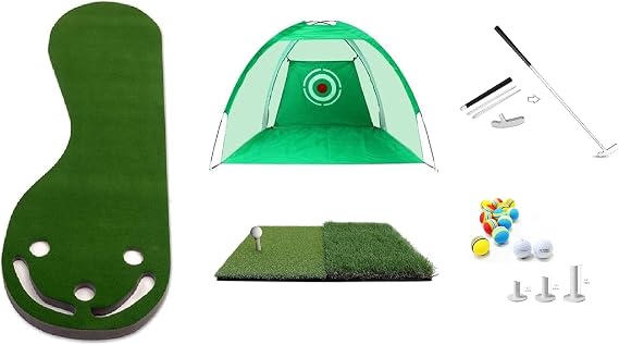 PG190M Grassroots Par Three Putting Green Golf Slope Mat Putter Trainer Set