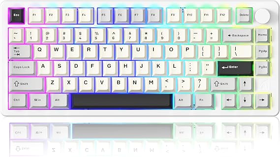 FELICON x ATTACK SHARK X86 75% Aluminum CNC Wireless Mechanical Gaming Keyboard with Volume Knob,82 Key Gasket Hot Swappable RGB Custom Keyboard,PBT Keycaps,BT/2.4GHz/USB-C for Mac/Win-Starlight White