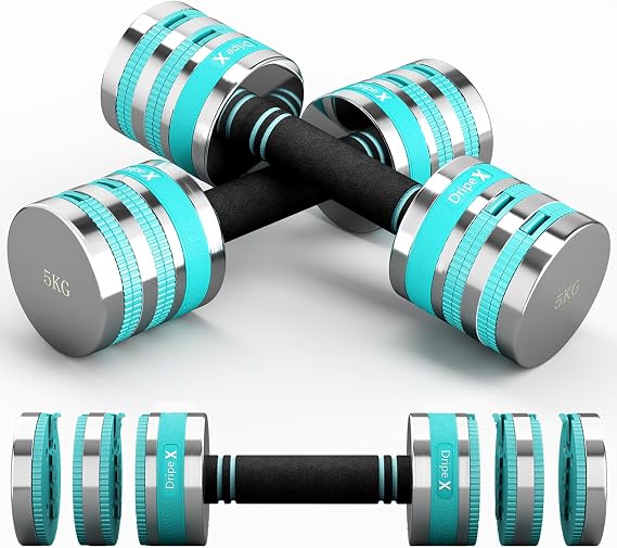 Dripex Adjustable Dumbbells Weight Set 2.5kg 5kg 7.5kg 10kg Dumbbell Pairs