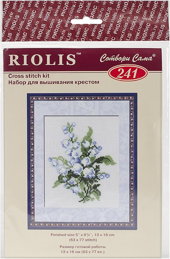 RIOLIS - Lily of the Valley 241, Floral Themed 5,12" x6,3, Cross Stitch Kits for Beginners & Advanced, Crossstitching Kits Adult, Counted Stitching Kits, Flowers Embroidery Kit